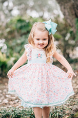 Floral Dainty Dress with Mint Accenting